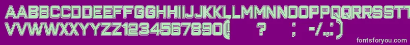 フォントClosenessOutlineFilled – 紫の背景に緑のフォント