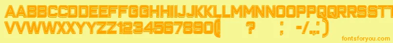 フォントClosenessOutlineFilled – オレンジの文字が黄色の背景にあります。