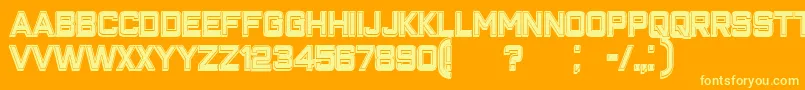 ClosenessOutlineFilled-Schriftart – Gelbe Schriften auf orangefarbenem Hintergrund