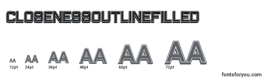 ClosenessOutlineFilled Font Sizes