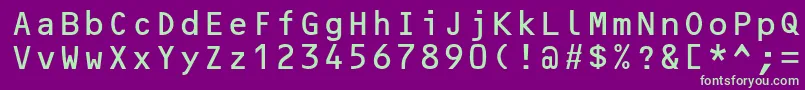 OcrbLtAlternate-Schriftart – Grüne Schriften auf violettem Hintergrund