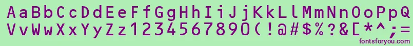フォントOcrbLtAlternate – 緑の背景に紫のフォント