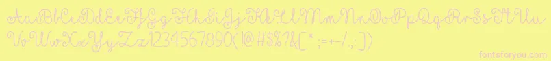 MfYellowButterflies Font – Pink Fonts on Yellow Background