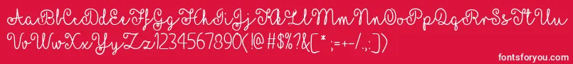 MfYellowButterflies-Schriftart – Weiße Schriften auf rotem Hintergrund