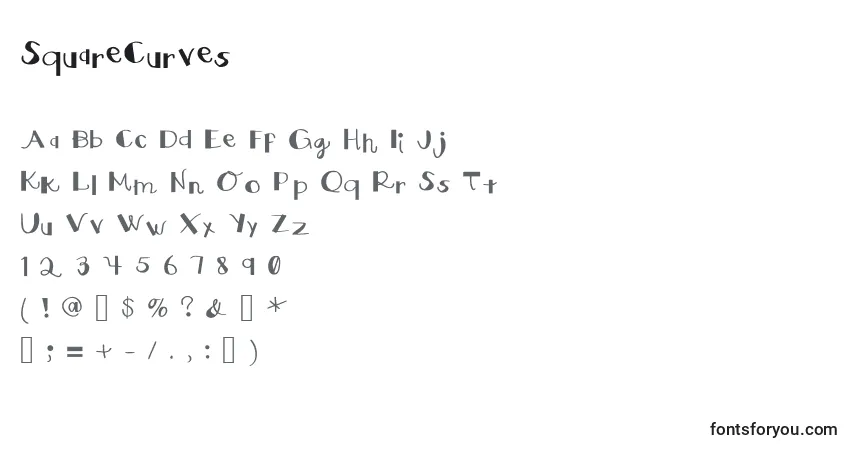 A fonte SquareCurves – alfabeto, números, caracteres especiais