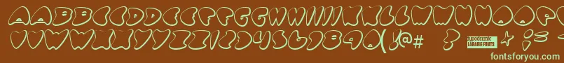 フォントGotnohea – 緑色の文字が茶色の背景にあります。