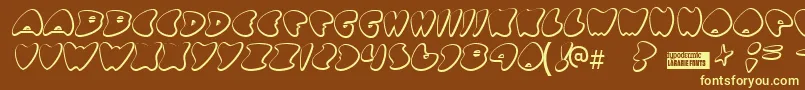 Gotnohea-fontti – keltaiset fontit ruskealla taustalla