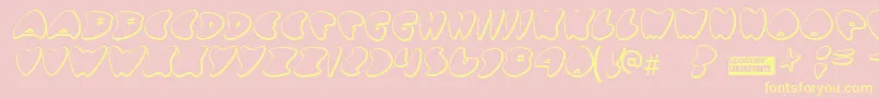 Gotnohea-Schriftart – Gelbe Schriften auf rosa Hintergrund