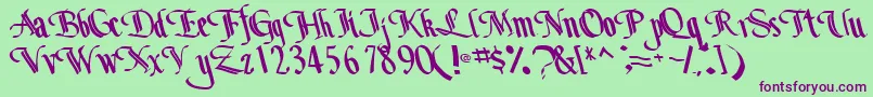 Bottomoutone104RegularTtcon Font – Purple Fonts on Green Background