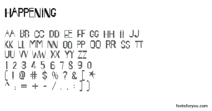 Czcionka Happening – alfabet, cyfry, specjalne znaki