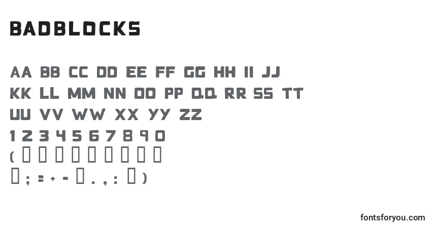 Шрифт Badblocks – алфавит, цифры, специальные символы