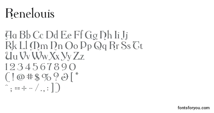Schriftart Renelouis – Alphabet, Zahlen, spezielle Symbole