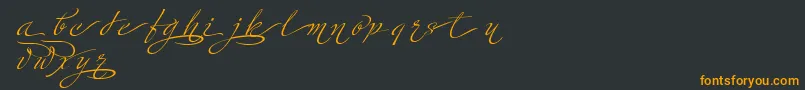 MinistryScriptContextualHff-Schriftart – Orangefarbene Schriften auf schwarzem Hintergrund