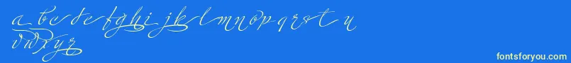 MinistryScriptContextualHff-Schriftart – Gelbe Schriften auf blauem Hintergrund