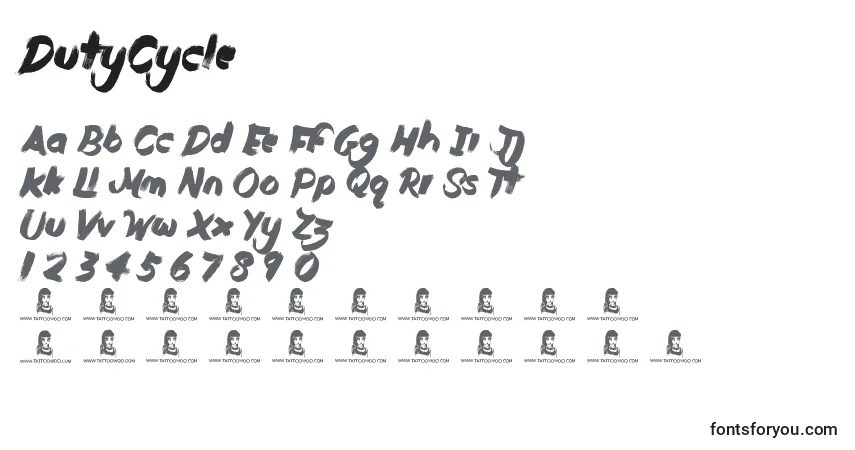 Schriftart DutyCycle – Alphabet, Zahlen, spezielle Symbole