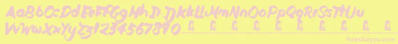 DutyCycle-Schriftart – Rosa Schriften auf gelbem Hintergrund