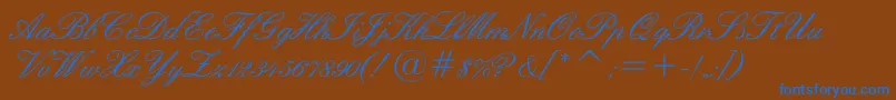 Englishscriptc Font – Blue Fonts on Brown Background