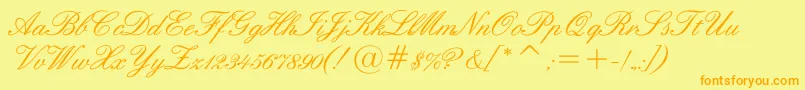 Englishscriptc-Schriftart – Orangefarbene Schriften auf gelbem Hintergrund