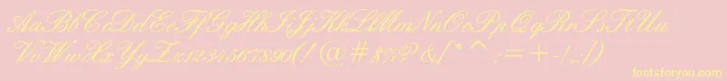 Englishscriptc Font – Yellow Fonts on Pink Background