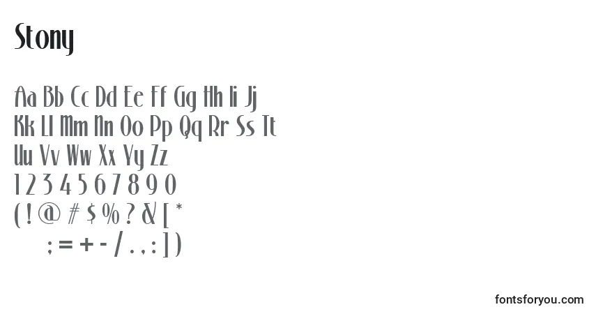 Шрифт Stony – алфавит, цифры, специальные символы