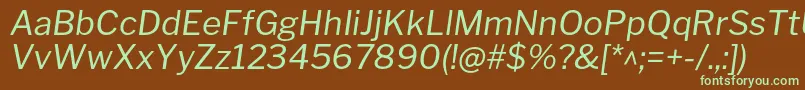 LibrefranklinItalic-fontti – vihreät fontit ruskealla taustalla