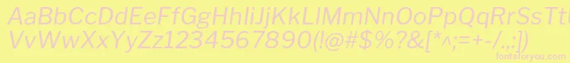 Fonte LibrefranklinItalic – fontes rosa em um fundo amarelo