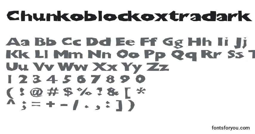 A fonte Chunkoblockoxtradark – alfabeto, números, caracteres especiais