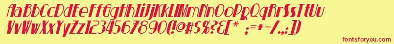 SuchetItalic Font – Red Fonts on Yellow Background