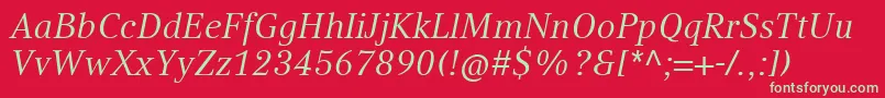 CompatilTextLtComItalic Font – Green Fonts on Red Background