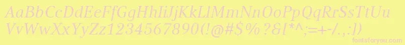 CompatilTextLtComItalic-Schriftart – Rosa Schriften auf gelbem Hintergrund