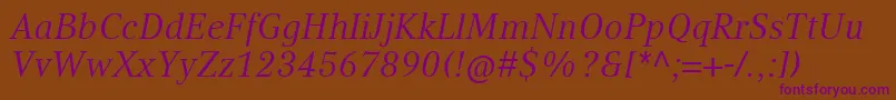 CompatilTextLtComItalic Font – Purple Fonts on Brown Background