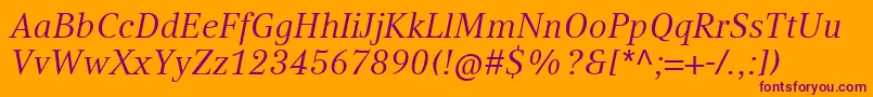 CompatilTextLtComItalic Font – Purple Fonts on Orange Background