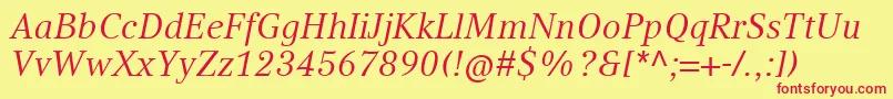 CompatilTextLtComItalic Font – Red Fonts on Yellow Background