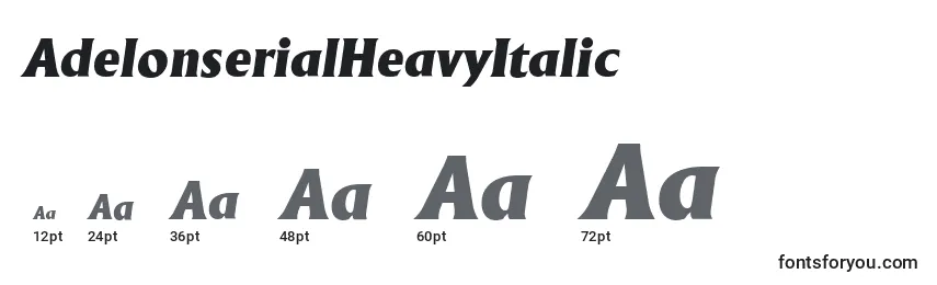 Tamanhos de fonte AdelonserialHeavyItalic