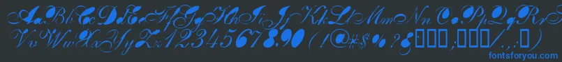 Breastbomb-Schriftart – Blaue Schriften auf schwarzem Hintergrund