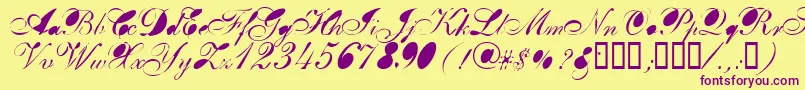 Breastbomb Font – Purple Fonts on Yellow Background