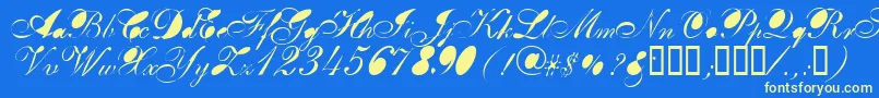 Breastbomb Font – Yellow Fonts on Blue Background