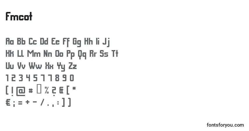 Czcionka Fmcot – alfabet, cyfry, specjalne znaki