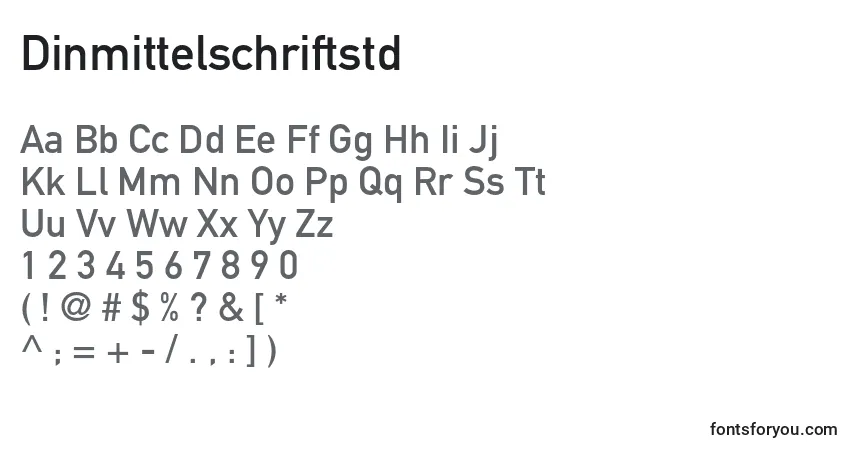 Czcionka Dinmittelschriftstd – alfabet, cyfry, specjalne znaki