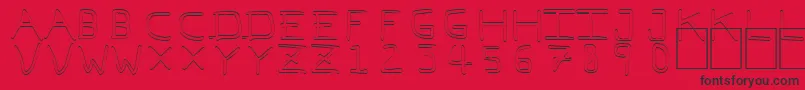 Fonte PfVeryverybadfont7Outline – fontes pretas em um fundo vermelho