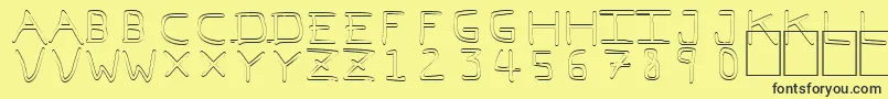 PfVeryverybadfont7Outline-fontti – mustat fontit keltaisella taustalla