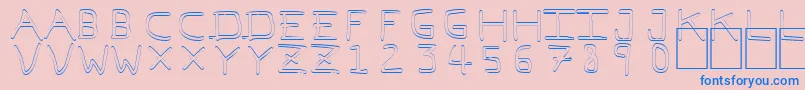 Czcionka PfVeryverybadfont7Outline – niebieskie czcionki na różowym tle