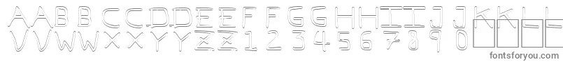 PfVeryverybadfont7Outline-fontti – harmaat kirjasimet valkoisella taustalla