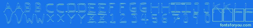 PfVeryverybadfont7Outline-Schriftart – Grüne Schriften auf blauem Hintergrund