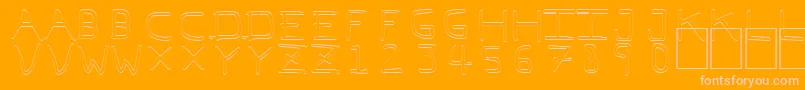 PfVeryverybadfont7Outline-fontti – vaaleanpunaiset fontit oranssilla taustalla