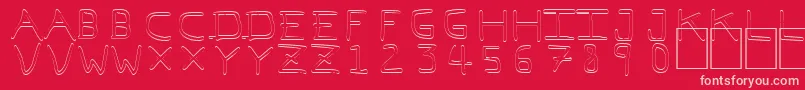 PfVeryverybadfont7Outline-fontti – vaaleanpunaiset fontit punaisella taustalla