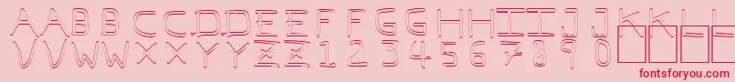 Fonte PfVeryverybadfont7Outline – fontes vermelhas em um fundo rosa