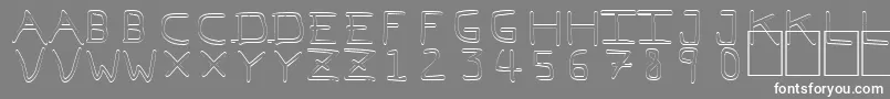 PfVeryverybadfont7Outline-fontti – valkoiset fontit harmaalla taustalla