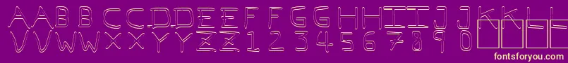 Fonte PfVeryverybadfont7Outline – fontes amarelas em um fundo roxo