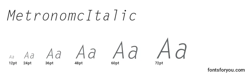 sizes of metronomcitalic font, metronomcitalic sizes